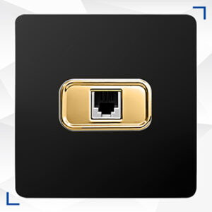 پریز سوکت تلفن تک مدل کریستال مشکی/طلا آسیا الکتریک