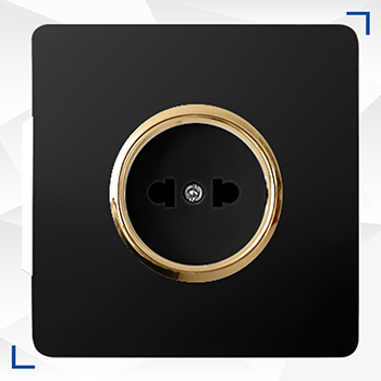 007 پریز برق ساده مدل کریستال مشکی/طلا آسیا الکتریک - Image 1