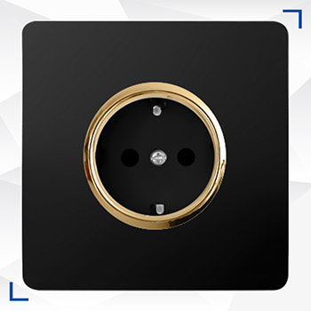 008 پریز برق ارت دار مدل آسیا الکتریک مشکی/طلا آسیا الکتریک - Image 1