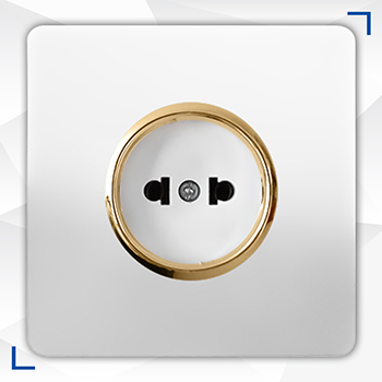 C01-7 پریز برق ساده مدل کریستال سفید/طلا آسیا الکتریک - Image 1