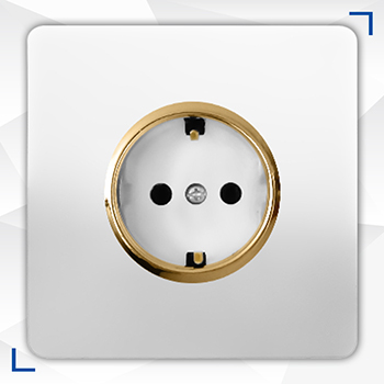 C01-8 پزیر ارت دار مدل کریستال سفید/طلایی آسیا الکتریک - Image 1